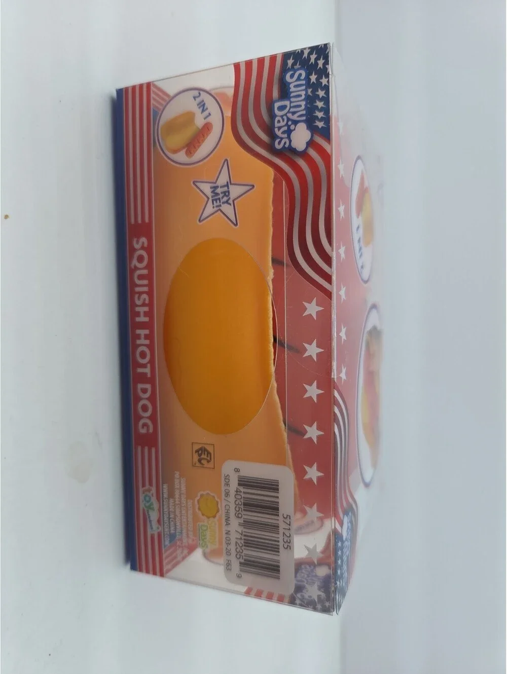 Sunny Days Squish Hot Dog 2-in-1 Tactile Squishy Squeeze Toy Yellow Orange NEW